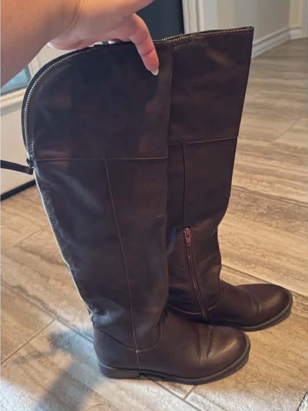 Classic Women's Tall Riding Boots in Dark Brown